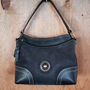 Dooney & Bourke Black Shoulder Bag with Gold Accent